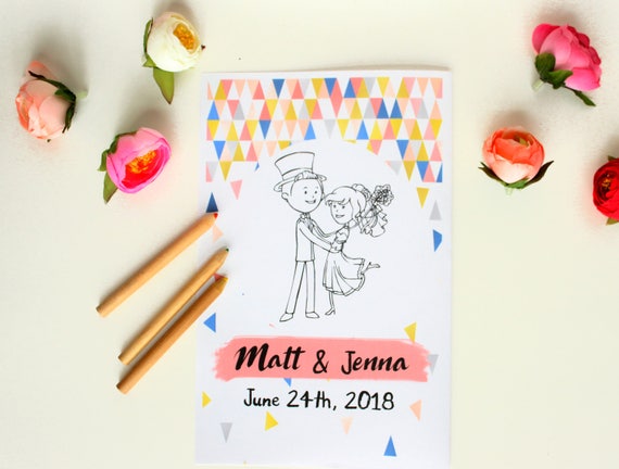 Wedding Activity Book Kids Wedding Coloring Pages Wedding Shower Games Personalized Coloring Book Modern Coloring Pages Kids Table