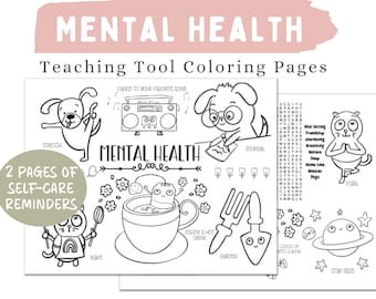 Psychische Gesundheit Ausmalseiten, Selbstfürsorge Ausmalen, Meditation Ausmalen, Malseiten für Jugendliche & Kinder, Entspannung, Sofort Download PDF,