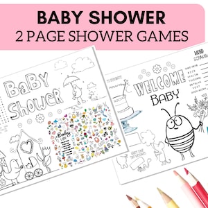 Baby Shower Coloring Page Shower Games Printable Baby Shower Favor for Baby Shower Printable Placemat Shower Activity Sheet Instant Download