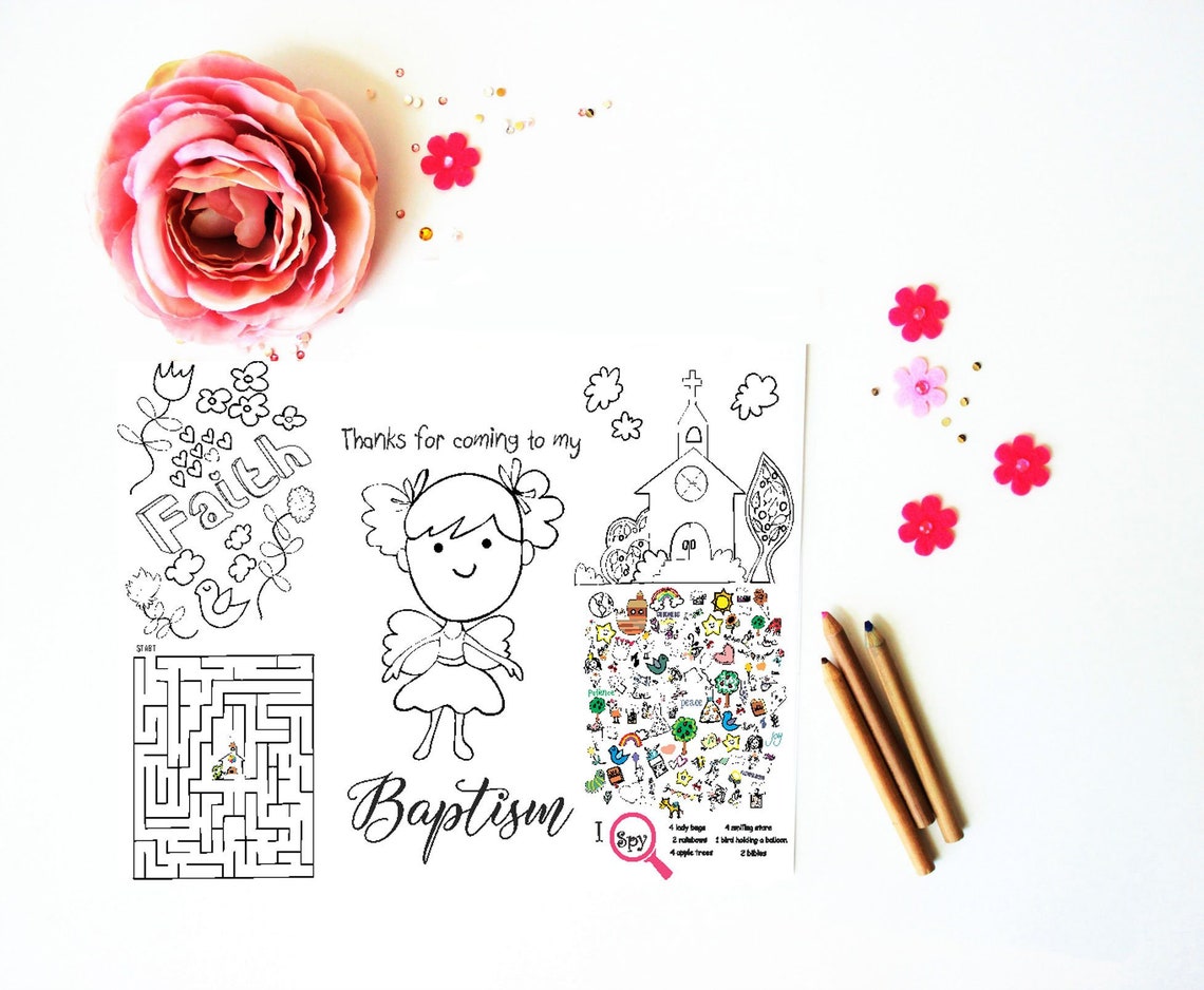 Baptism Coloring Page Instant Download Activity Page | Etsy