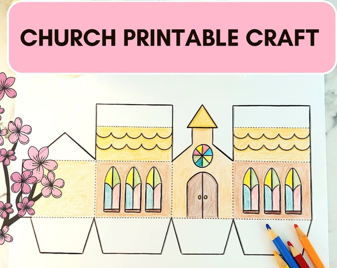 Printable Paper Church, Paper Church Kit, Sunday School Craft, Instant Printable Paper Church, Paper Church Kit, Sunday School Craft, Instant