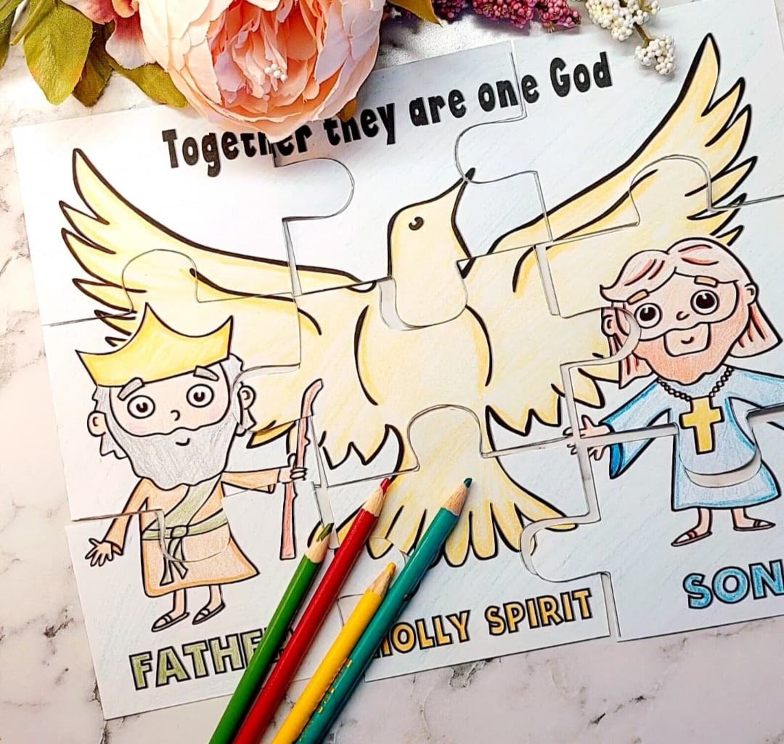 Trinity Bible Study Puzzle Catholic Craft Bible Activity Etsy