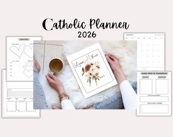 2026 katholische Planer Bullet Journal druckbare PDF - Monatlicher Kalender, spiritueller Glaube Organizer für GoodNotes oder Print katholische Frauen