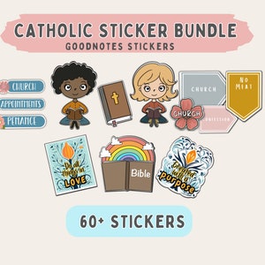 Catholic Planner Stickers for Digital Planner Bible Journal Stickers for GoodNotes Planner Stickers Precropped PNG & Elements Faith Stickers image 1