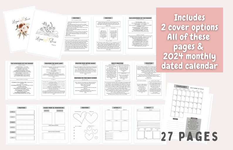 27 pages included with calendar, prayer guidance