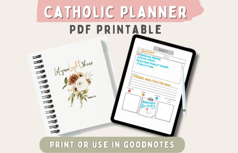 A catholic planner that can be printed or used in goodnotes