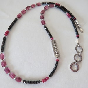 Cushion Cut Rubies with Black Spinel Necklace