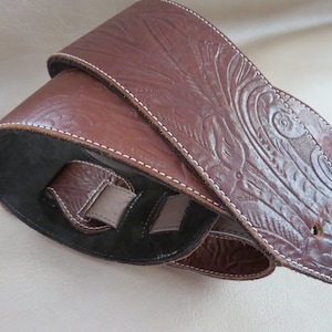 Floral Embossed Leather Guitar Strap