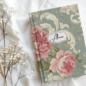Coquette Floral Journal Personalized Notebook Vintage Aesthetic Diary Gift for Women Teens Bridesmaids Girls Hardcover Elegant Book