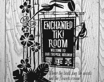 Enchanted Tiki Room SVG, tropische vogels en bloemen afdrukbaar ontwerp