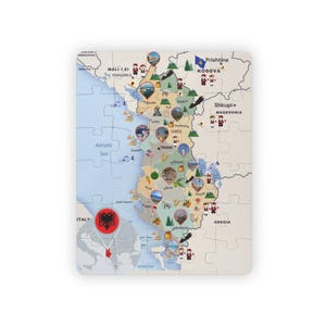 Kinderpuzzle, 30-teilig mit albanische Karte - perfektes Geschenk um mehr über die albanische Kultur und Städte, albanisches Lernspielzeug, Geographie zu lernen