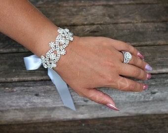 Silver Rhinestone Bridal Cuff,Wedding Accessories, Bracelet,Crystal Bridal Bracelet,#B40