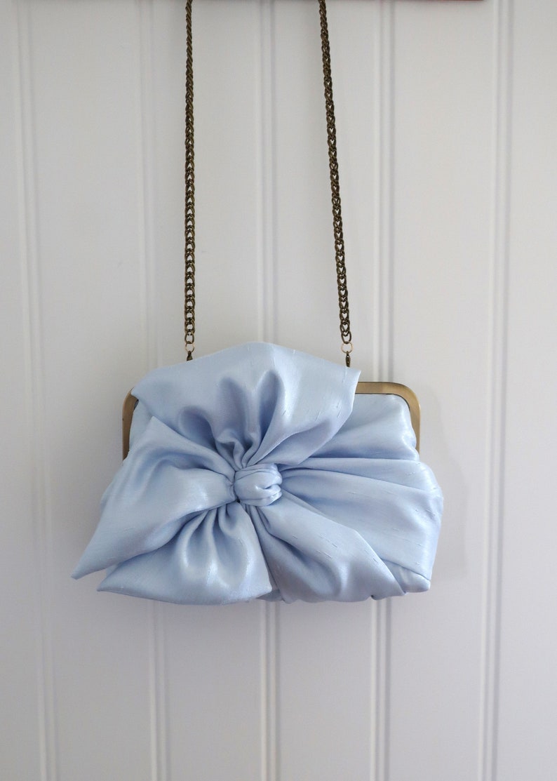 Powder Blue Bow Clutch, Bridal Accessories ,Bridal Clutch ,Bridesmaid Clutch, Clutch Purse, Something Blue image 3