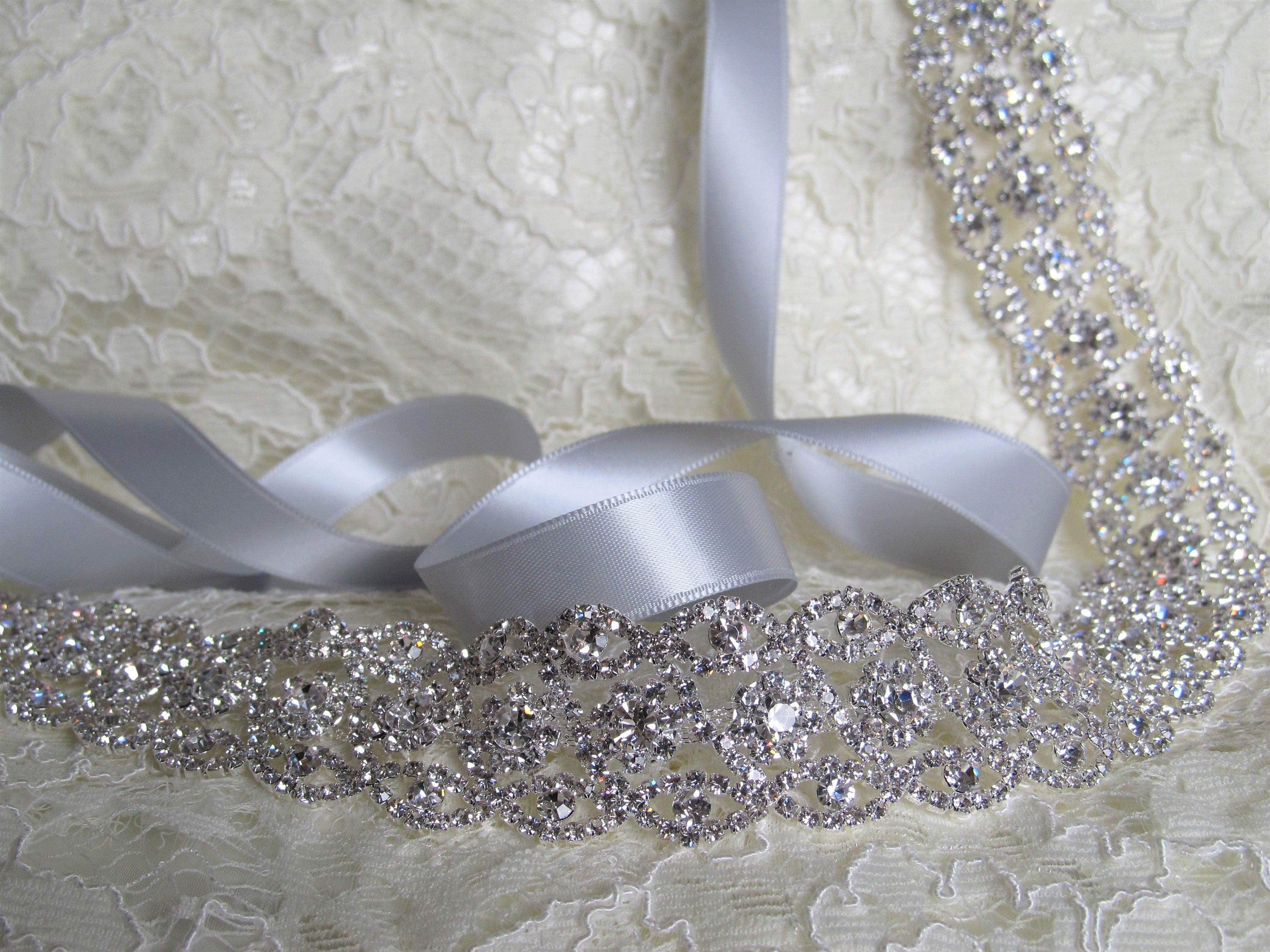 Silver Crystal Rhinestone Bridal SashWedding sashBelts And | Etsy