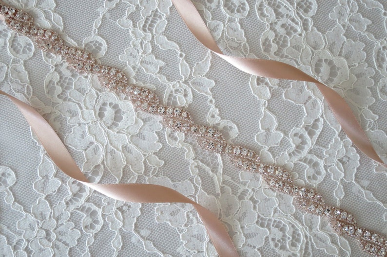 Rose Gold Crystal Rhinestone Bridal Sash, Wedding sash, Bridal Accessories, Ribbon Sash, Handmade Sash, Plus Size Belt, Style 15 image 4