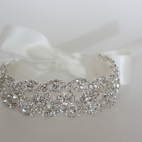 Silver Rhinestone Bridal Cuff,Wedding Accessories, Bracelet,Crystal Bridal Bracelet,#B16