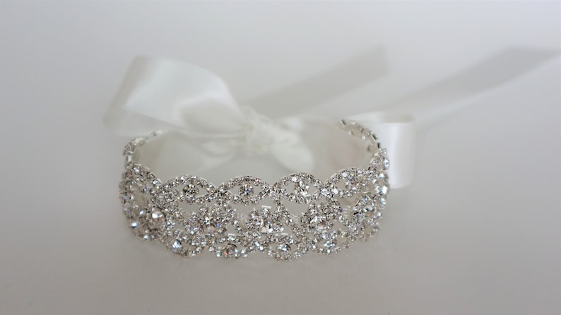 Silver Rhinestone Bridal Cuff,Wedding Accessories, Bracelet,Crystal Bridal Bracelet,B16 image 1