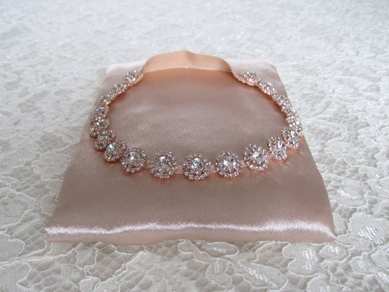 Rose Gold Crystal Rhinestone Bridal Garter,Wedding Garter,Bridal Accessories,Style G23 image 2