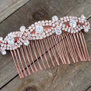 Rose Gold Bridal Hair Comb,Rhinestone Wedding Hair Comb,Bridal Hair Accessories,Wedding Accessories,Decorative Hair Comb,#C21