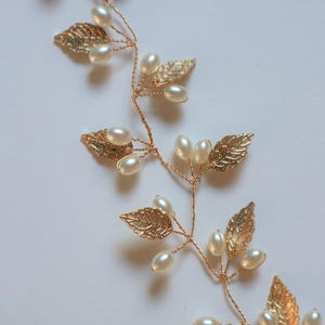 Gold Leaf Pearl Bridal Hair vine,Bridal Accessories,Wedding Accessories,Bridal Headpiece,Wedding Hairpiece,H121 image 6