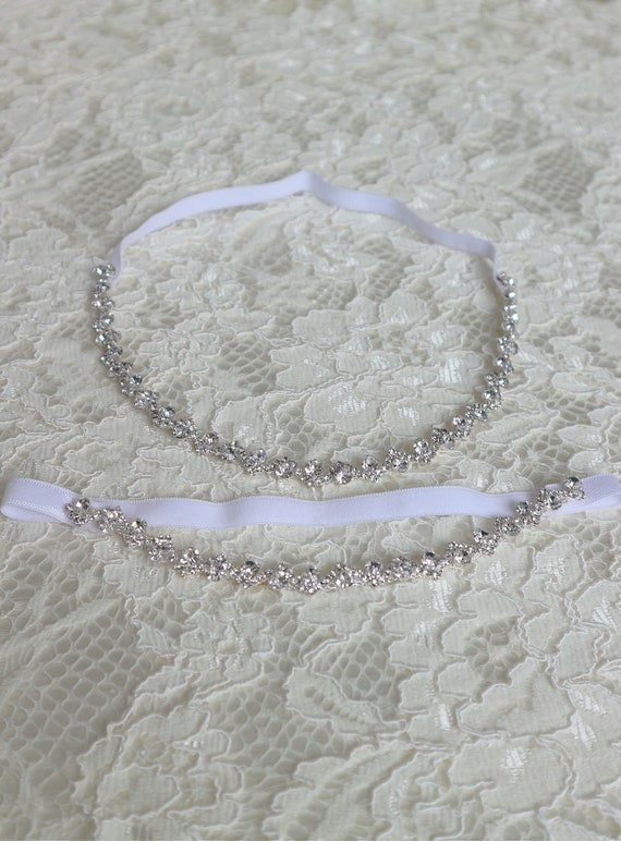 Silver Crystal Garter Set,Wedding Garter,Bridal Accessories,Boho Garter Set,Toss Garter,Keepsake Garter,#G31