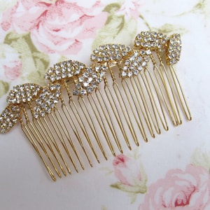 Gold Leaf Bridal Hair Comb,Rhinestone Wedding Hair Comb,Bridal Hair Accessories,Wedding Accessories,Decorative Hair Comb,#C45