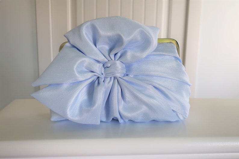 Powder Blue Bow Clutch, Bridal Accessories ,Bridal Clutch ,Bridesmaid Clutch, Clutch Purse, Something Blue image 1