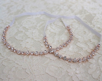Rose Gold Crystal Garter Set,Wedding Garter,Bridal Accessories,Boho Garter Set,Toss Garter, Keepsake Garter,Style #G48