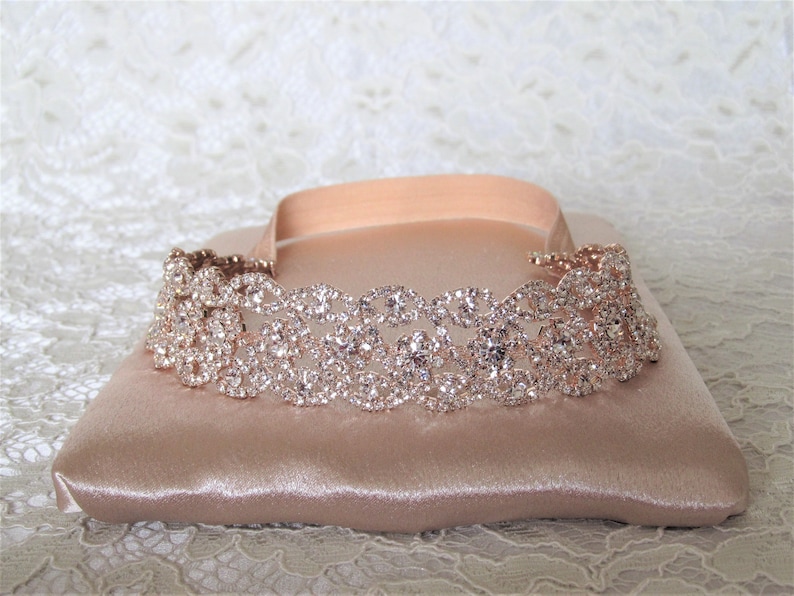 Rose Gold Crystal Rhinestone Bridal Garter,Wedding Garter,Bridal Accessories,Style G24 image 1