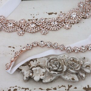 Rose Gold Crystal Bridal Garter Set, Wedding Garter, Bridal Accessories, Style #G29-48 image 2