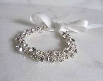 Rhinestone Crystal Bridal Cuff,Wedding Accessories, Bracelet,Crystal Bridal Bracelet,#B8