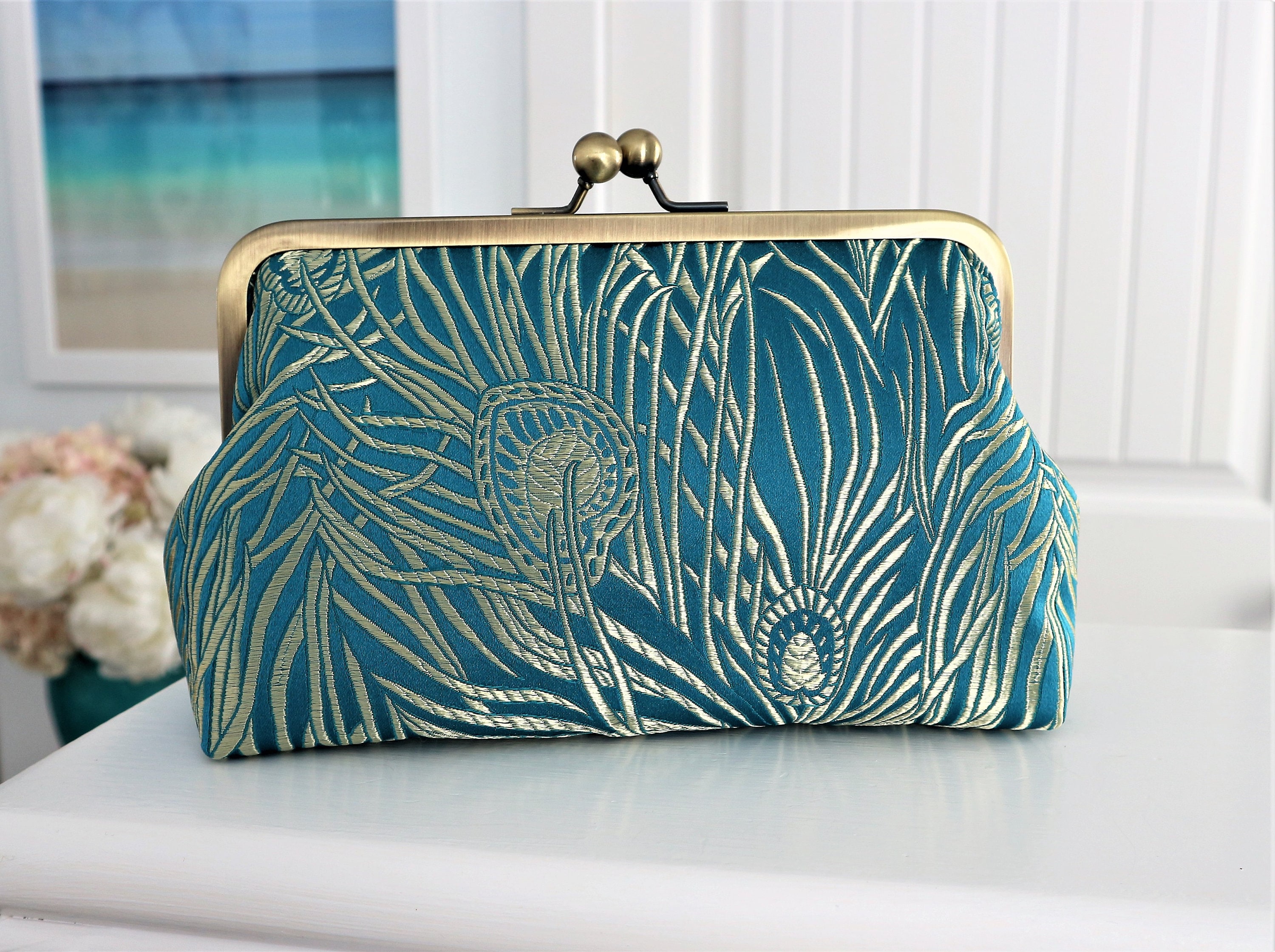 Velvet Peacock Embroidered Clutch or Purse – OMNIA