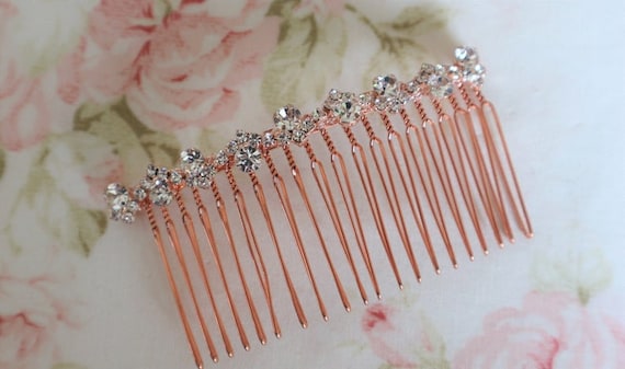 Rose Gold Bridal Hair Comb,rhinestone Wedding Hair Comb  display picture 2