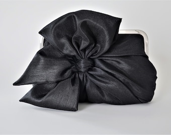 Black Bow Clutch, Bridal Accessories, Bridal Clutch, Bridesmaid Clutch, Clutch Purse, Wedding Accessories