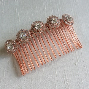 Peigne à cheveux de mariée en or rose, peigne à cheveux de mariage en strass, accessoires de cheveux de mariée, accessoires de mariage, peigne à cheveux décoratif, C23 image 1