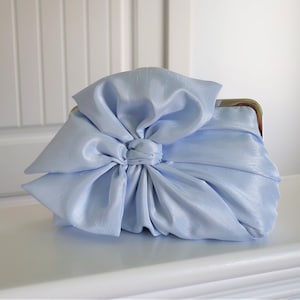 Powder Blue Bow Clutch, Bridal Accessories ,Bridal Clutch ,Bridesmaid Clutch, Clutch Purse, Something Blue image 2