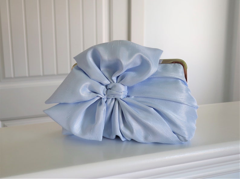 Powder Blue Bow Clutch, Bridal Accessories ,Bridal Clutch ,Bridesmaid Clutch, Clutch Purse, Something Blue image 2