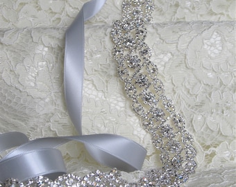 Ceinture de mariée en strass en cristal argenté, ceinture de mariage, ceintures et ceintures, accessoires de mariée, ceinture de mariée, style # 16