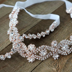 Rose Gold Crystal Bridal Garter Set, Wedding Garter, Bridal Accessories, Style #G29-48 image 1