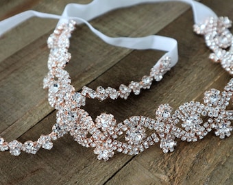 Rose Gold Crystal Bridal Garter Set, Wedding Garter, Bridal Accessories, Style #G29-48