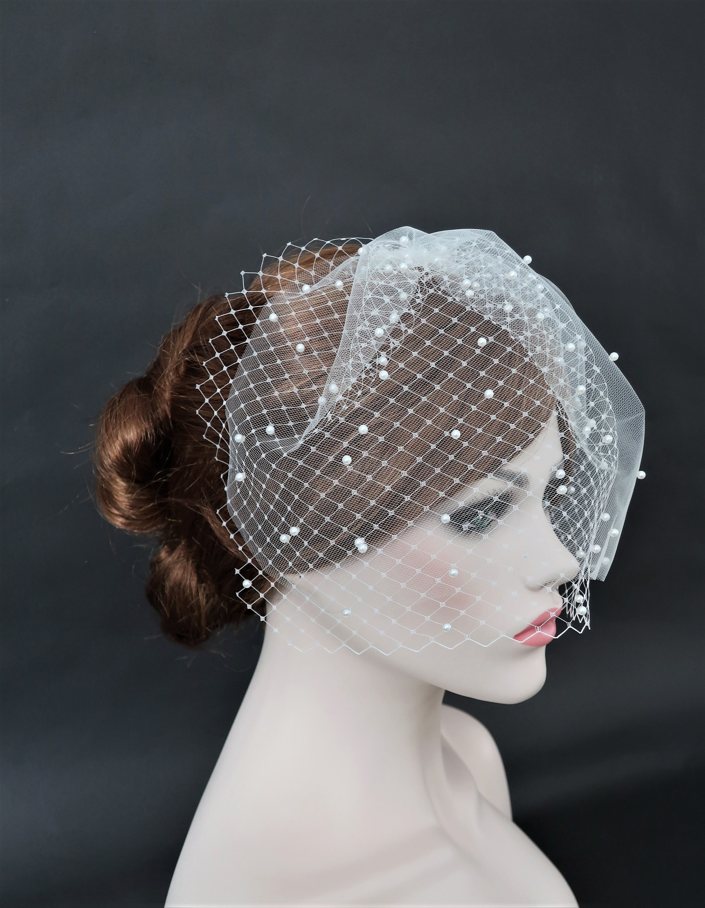 Cream Birdcage Veil - Etsy display picture 3