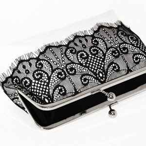 Victorian Eyelash Clutch In Black And White, Bridal Accessories ,Wedding Clutch, Bridesmaid Clutch, Wedding Bag, Clutch Purse image 3