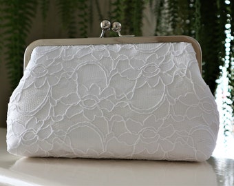 Bridal Silk And Lace Clutch, Bridal Accessories, Wedding Clutch, Bridal Clutch, Bridesmaid Clutches