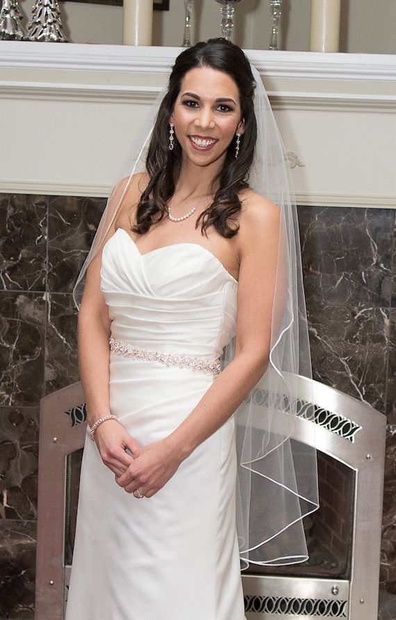 Rose Gold Crystal Rhinestone Bridal Sash, Wedding Sash  display picture 1
