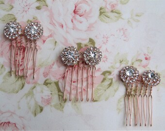 Mini Rose Gold Hair Comb,Rhinestone Wedding Hair Comb,Bridal Hair Accessories,Wedding Accessories,Decorative Hair Comb