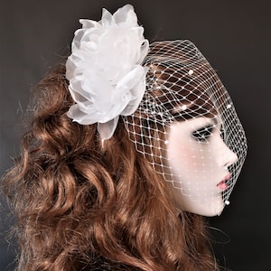 Bird Cage Veil, Wedding Flower Veil, Bridal Veil, Russian Veiling, Bandeau Birdcage Veil, Wedding Mini Veil
