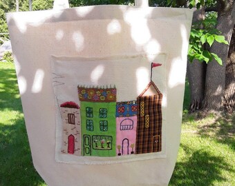 Reusable  shopping bag   Market tote   Canvas bag   Embroidery embellishment   Reclaimed vintage needlework   Eco friendly bag