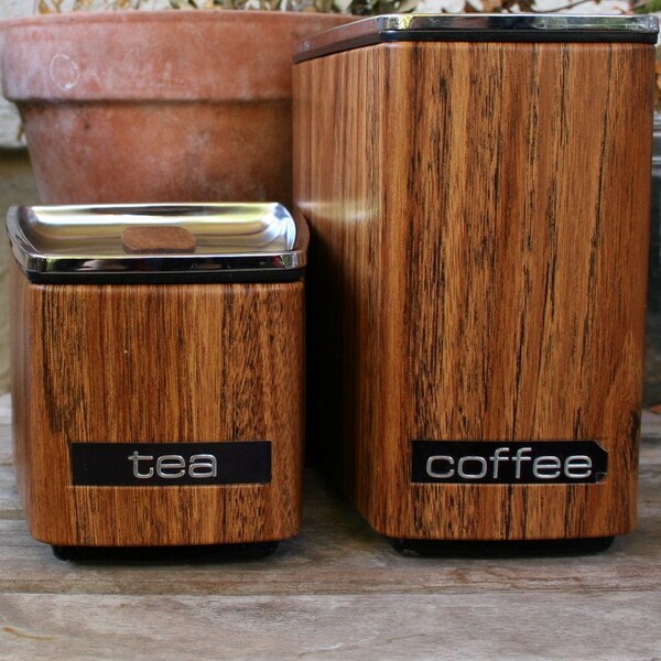 1970s coffee and tea lincoln beautyware canisters vintage
