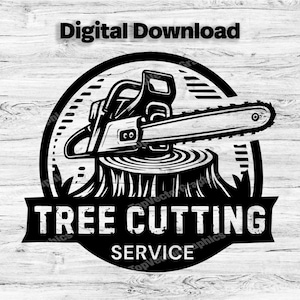 Tree Cutting Business Logo Customize Template, SVG, PDF, PNG Service Logo, Company Logo, Business Logo, Chainsaw Design, Instant Download