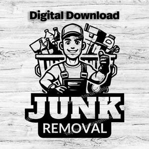 Plantilla personalizada de logotipo de empresa de eliminación de basura, SVG, PDF, PNG, Junk Svg, logotipo de empresa, logotipo de empresa, diseño de ajetreo secundario, descarga instantánea